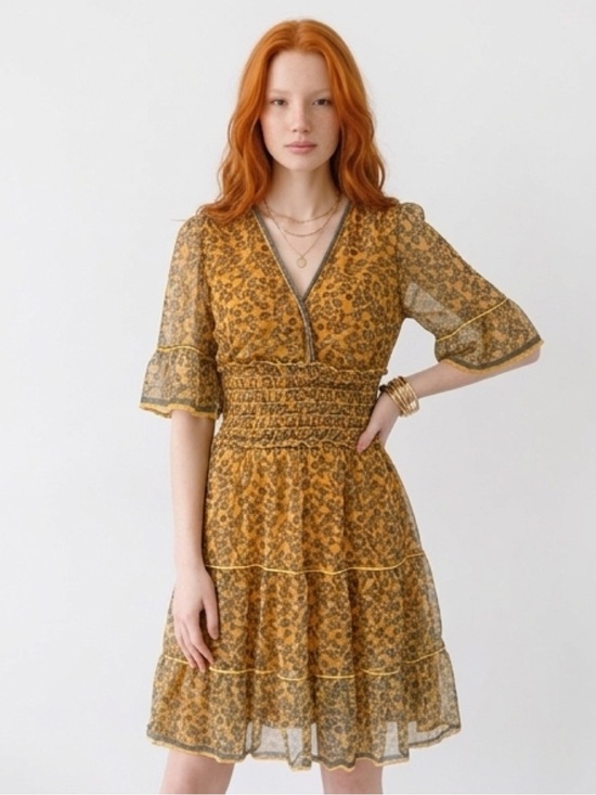 Max Studio Dresses & Skirts - Max Studio Mustard Floral Midi Dress
